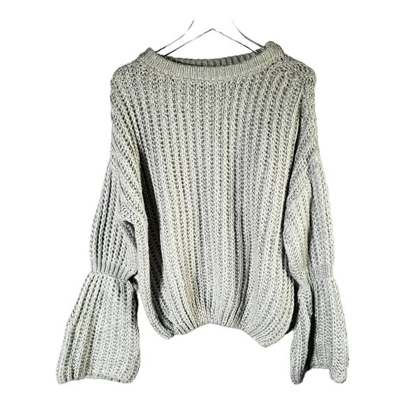 Moon & Madison Knit Sweater Grey & Metallic Silver Cardigan Size M - Picture 3 of 10